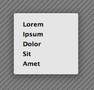 menu with drop shadow