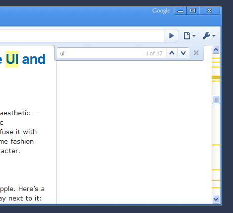 Chrome scrollbar during search