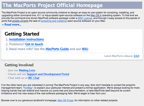 MacPorts homepage redesigned