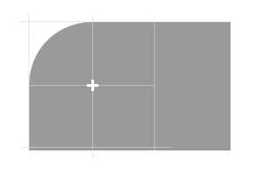 center of a rounded corner